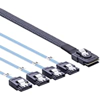 10Gtek® Cable Interno Mini SAS 36pin SFF-8087 Male a 4X SATA 7pin Female Fan-out 1-Metro- SFF-8087 to 4X SATA Cable